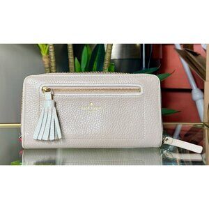 Kate Spade New York Leather Zip-Around Wallet With Tassel Accent Multiple Card S